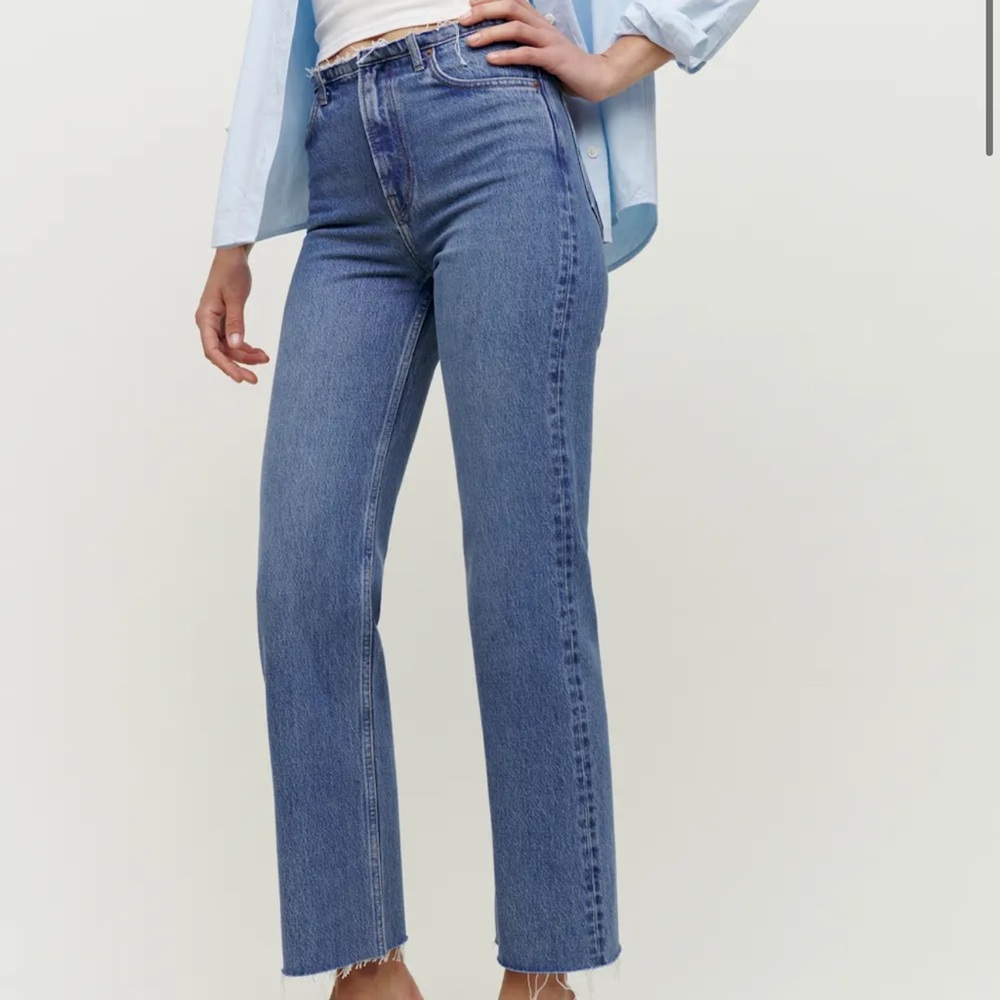 Reformation Mariah Cut Off Waistband Straight Jeans